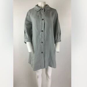 Cut Loose Sz S Linen Shirt Dress Dusty Sage Green Button Front Casual Style